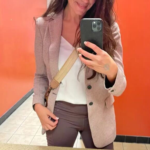 Current Elliott Beige Plaid Oversized Boxy Blazer SIZE 4 Preppy Designer $328 - Picture 8 of 9